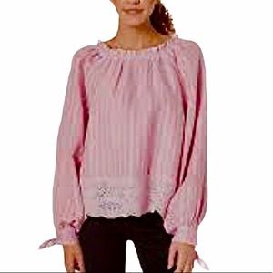 Joie Pink Tie Blouson Sleeve top Size L